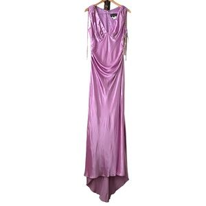 A.B.S Evening by Allen Schwerts Satin Silky Pink Purple Maxi Long Gown size 12